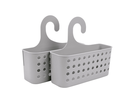 PLASTIC FORTE Juego de 2 Cestas Organizadoras de Ducha Colgantes Gris Claro