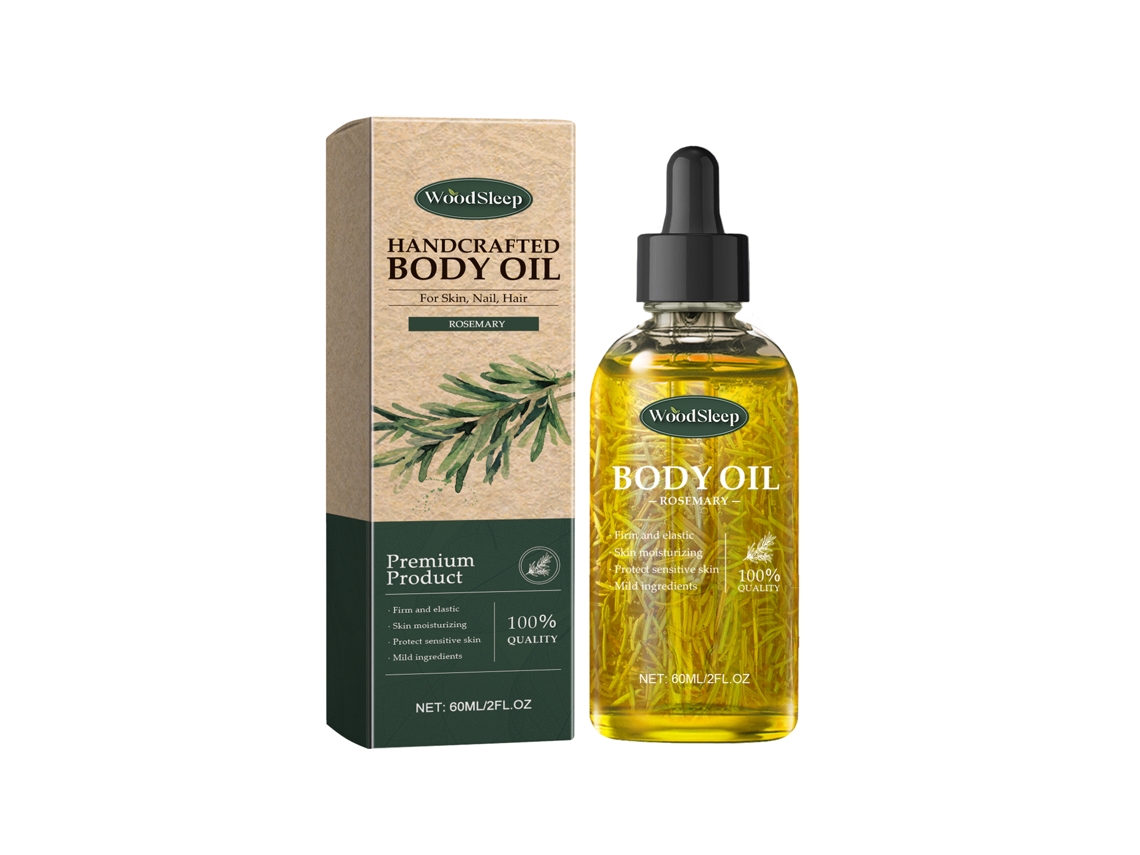 Aceite corporal de romero artesanal, aceite hidratante multiusos para piel y cabello, 60 ml.
