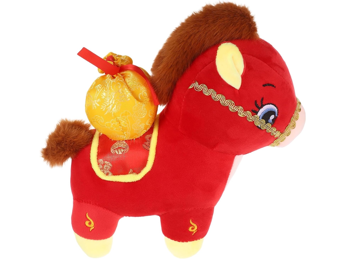 Estatua de caballo del año 2026 - Peluche de 28 cm, figura decorativa del nuevo zodíaco chino para el hogar.