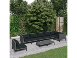 8 unidades Conjunto. Sala C/ Almofadões Vime Pe Cinzento Escuro Dkd Home Decor