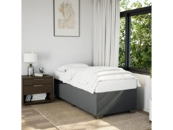 Estructura De Cama Sin Colchón Tela Gris Oscuro 90x200 Cm