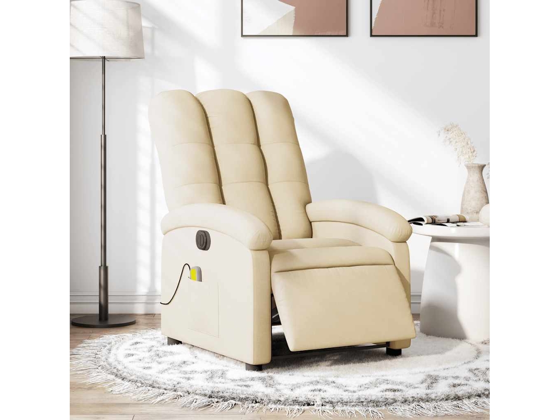 Sillón reclinable de terciopelo con reposapiés, color crema, HARLANV1