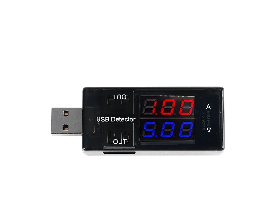 Multímetro Usb De Alta Precisión Con Doble Pantalla Para Medir Voltaje, Corriente Y Capacidad (3-20 V, 0-3 A).