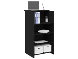 Mostrador de recepción de 55x50x103,5 cm, fabricado en derivados de madera, color negro.