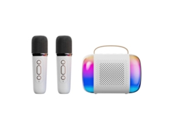 Mini máquina de karaoke portátil con micrófono dual Bluetooth y altavoz para niños, color blanco Yizhood