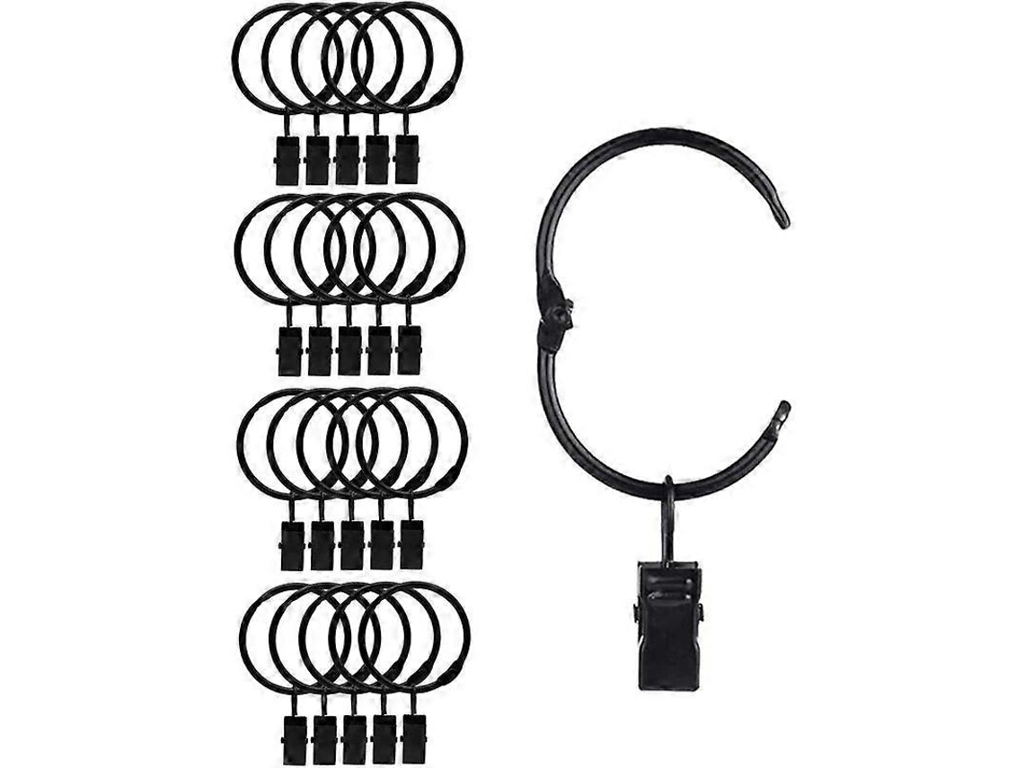 Rebe-20 Anillos De Cortina De Metal Apertura Fácil, Diámetro Interior 38mm, Para Cortinas Pesadas Y Ligeras (negro)