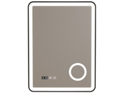Espejo de pared con LED Pescara para baño IP65 con antivaho y lupa aluminio 80 x 60 x 4 cm Negro PRO.TEC