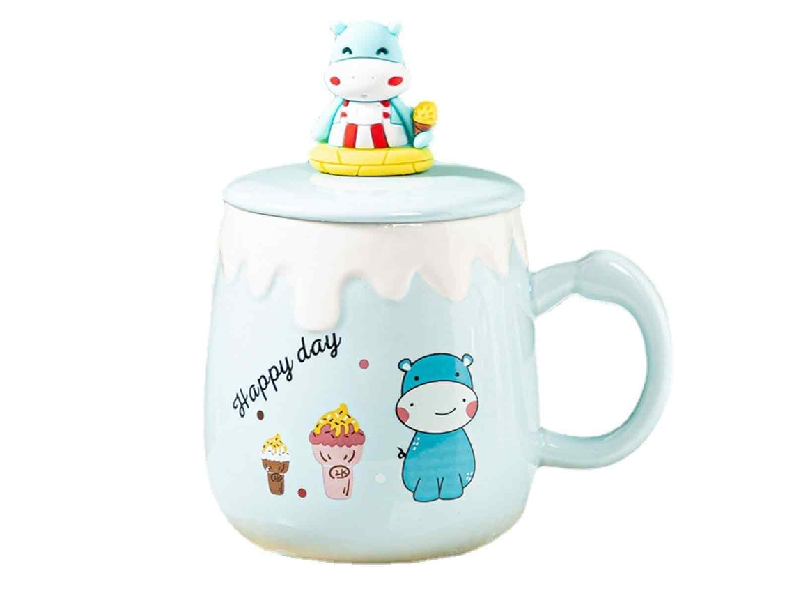 Taza de 350 ml, Taza de cerámica con corazón y cuchara, Taza de desayuno creativa NEVEANCE