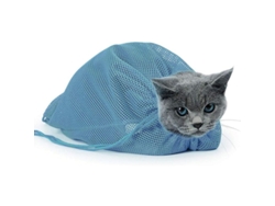 2026-bolsa Para Baño Y Cuidado De Gatos, Bolsa Para Cortar Uñas, Mascotas, Ajustable, Resistente A Arañazos Azul