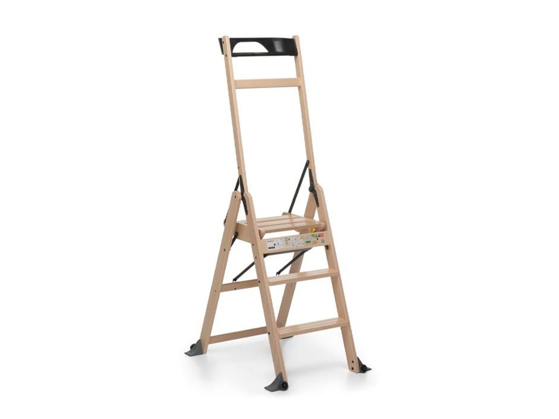 Escalera plegable Foppapedretti Lascala 3.0, 3 peldaños, madera maciza barnizada