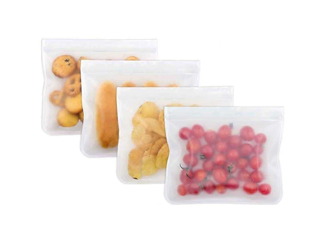 10 Bolsas De Congelador Reutilizables Para Almacenamiento De Comida Con Cremallera Para Sopa, Sandwich Y Snacks 22x13,7 Cm