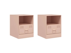 Maison Exclusive - Mesitas De Noche 2 Unidades Acero Rosa 34,5x39x44 Cm