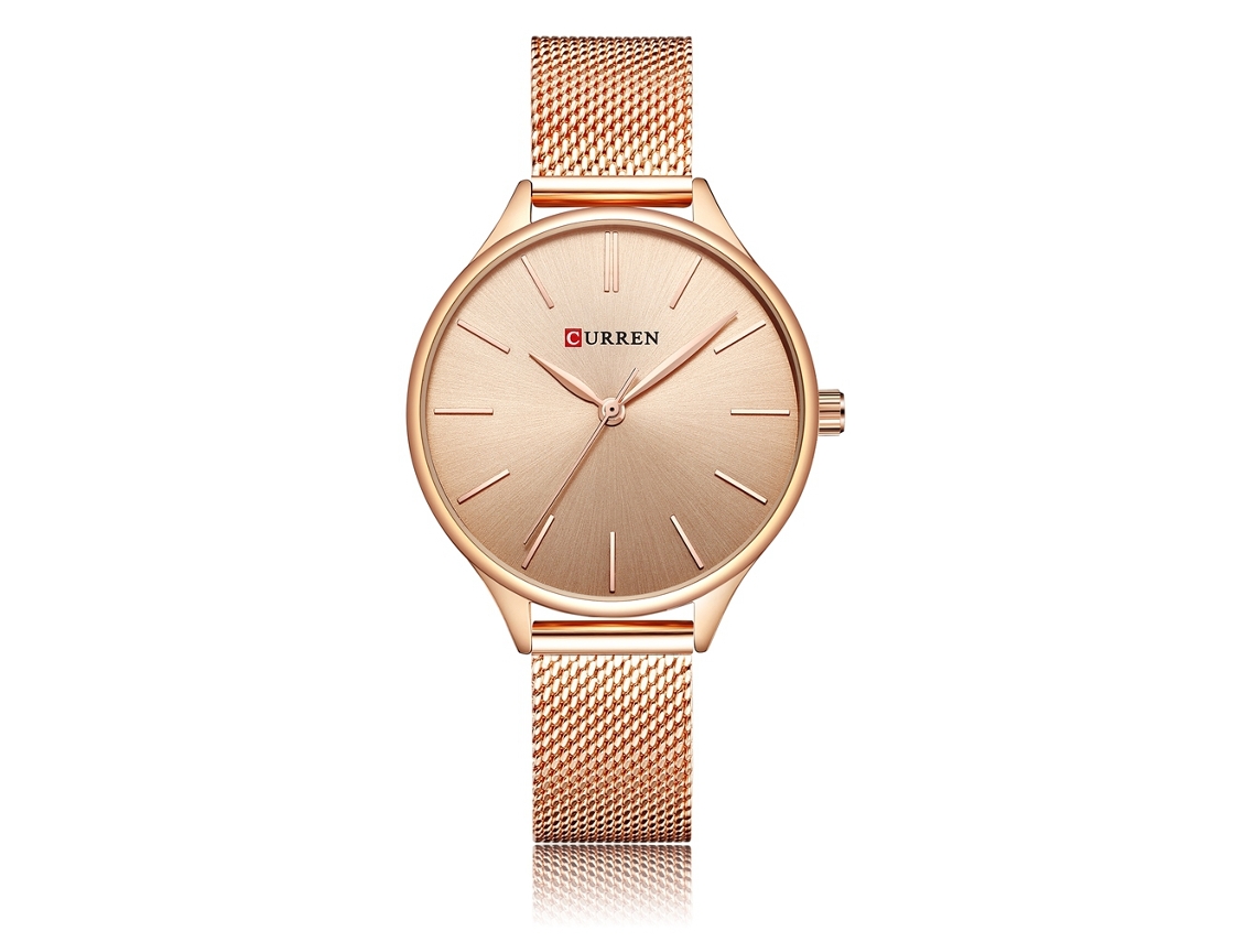 Reloj De Pulsera Analógico De Cuarzo Para Mujer En Oro Rosa, Resistente Al Agua.