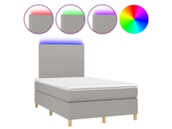 Maison Exclusive - Cama Box Spring Con Colchón Tela Y Led Gris Claro 120x200 Cm
