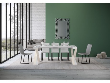Consolas Diago Extensible hasta 300 cm ITAMOBY (90 x 40 x 77 cm - Paneles de Melamina - Fresno Blanco)