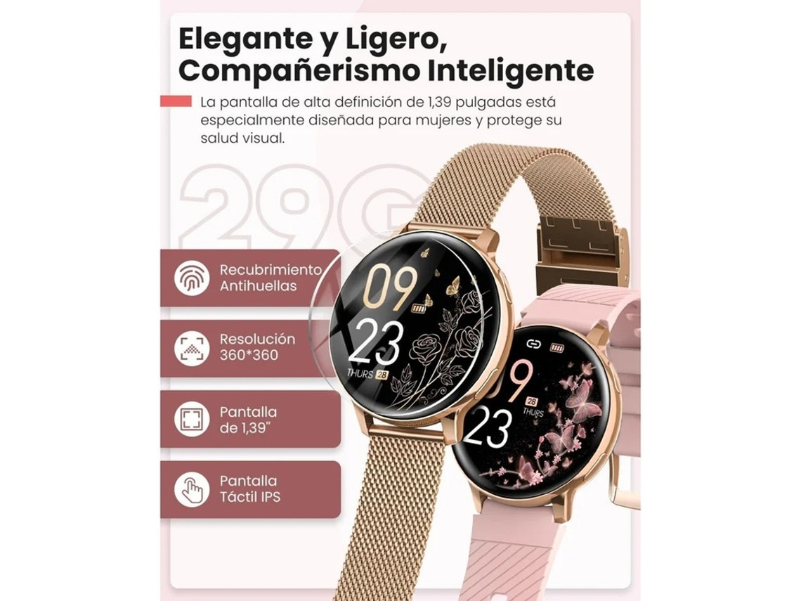 Reloj inteligente con función de sueño de 1,39 pulgadas, más de 120 modos deportivos, monitor de frecuencia cardíaca, Spo2, podómetro para dormir, calorías y Yizhood