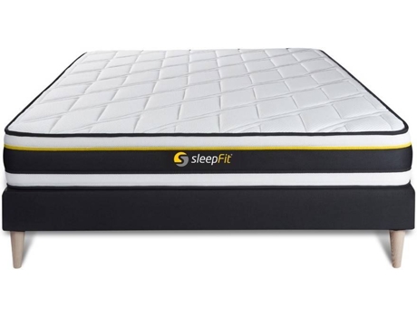 Conjunto de Somier Negro + Colchón SLEEPFIT Soft (135x200 cm - Espuma)