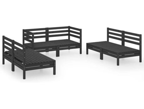 Conjunto 6 de muebles de jardín VIDAXL madera de pino maciza negro