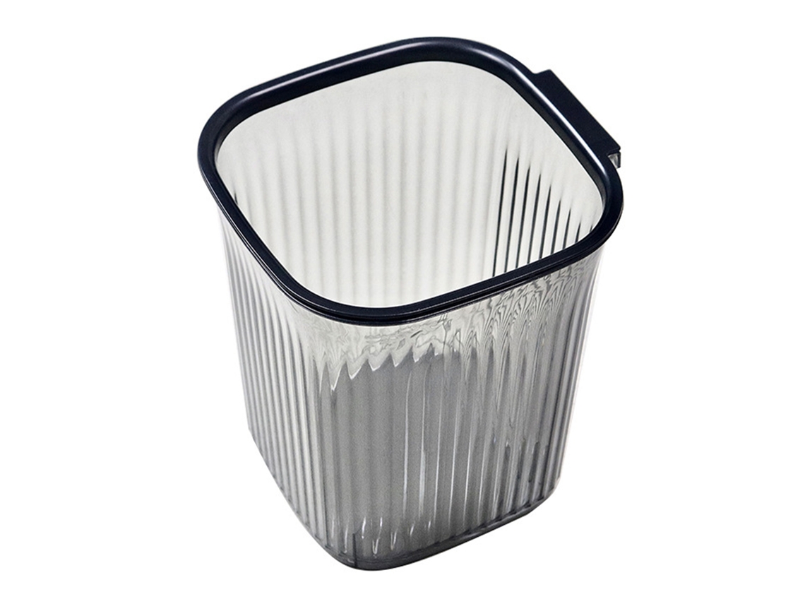 Cubo de basura grande cuadrado de plástico transparente con ranuras, grueso, gran capacidad, para dormitorio, sala de estar, negro transparente, grande