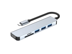 Hub USB-C, HDMI 4K, fuente de alimentación PD de 100 W, 2 puertos USB 3.0, lector de tarjetas SD/Micro SD. Compatible con MacBook Pro y Chromebook. Ikikso