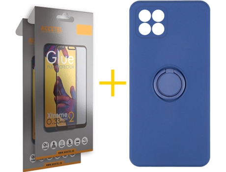 Carcasa + 2 Protectores de Pantalla para Huawei P40 Lite ACCETEL Azul Oscuro