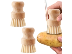 Pack 2 Cepillos Multiuso Para Verduras, Platos, Ollas – Madera (setas) – Cocina