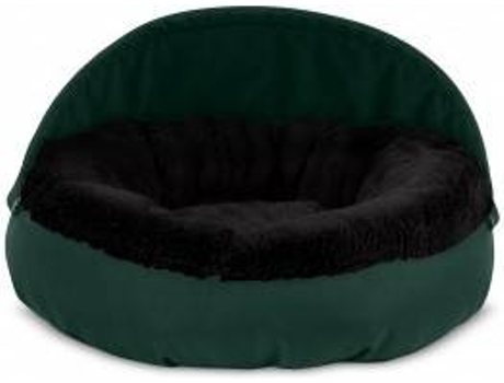 Cama Redonda para Perros y Gatos GAUTY Tela Impermeable y pelo (Negro y Verde - 57 cm)