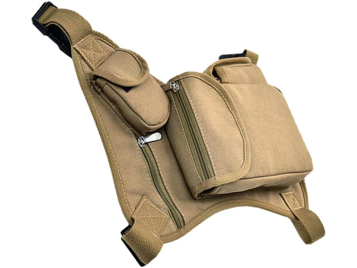 Bolsa multifuncional de lona color caqui para la pierna, ideal para bicicletas.
