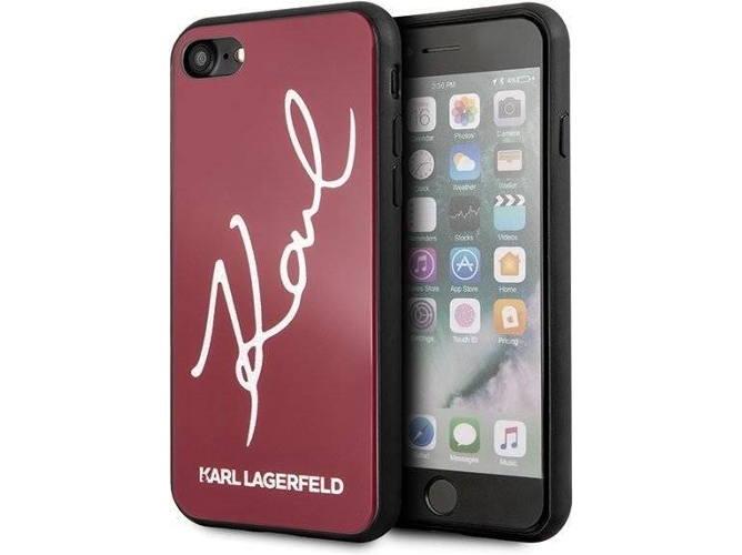 Funda iPhone 7, 8, SE 2020 KARL LAGERFELD Hard Signature Rojo