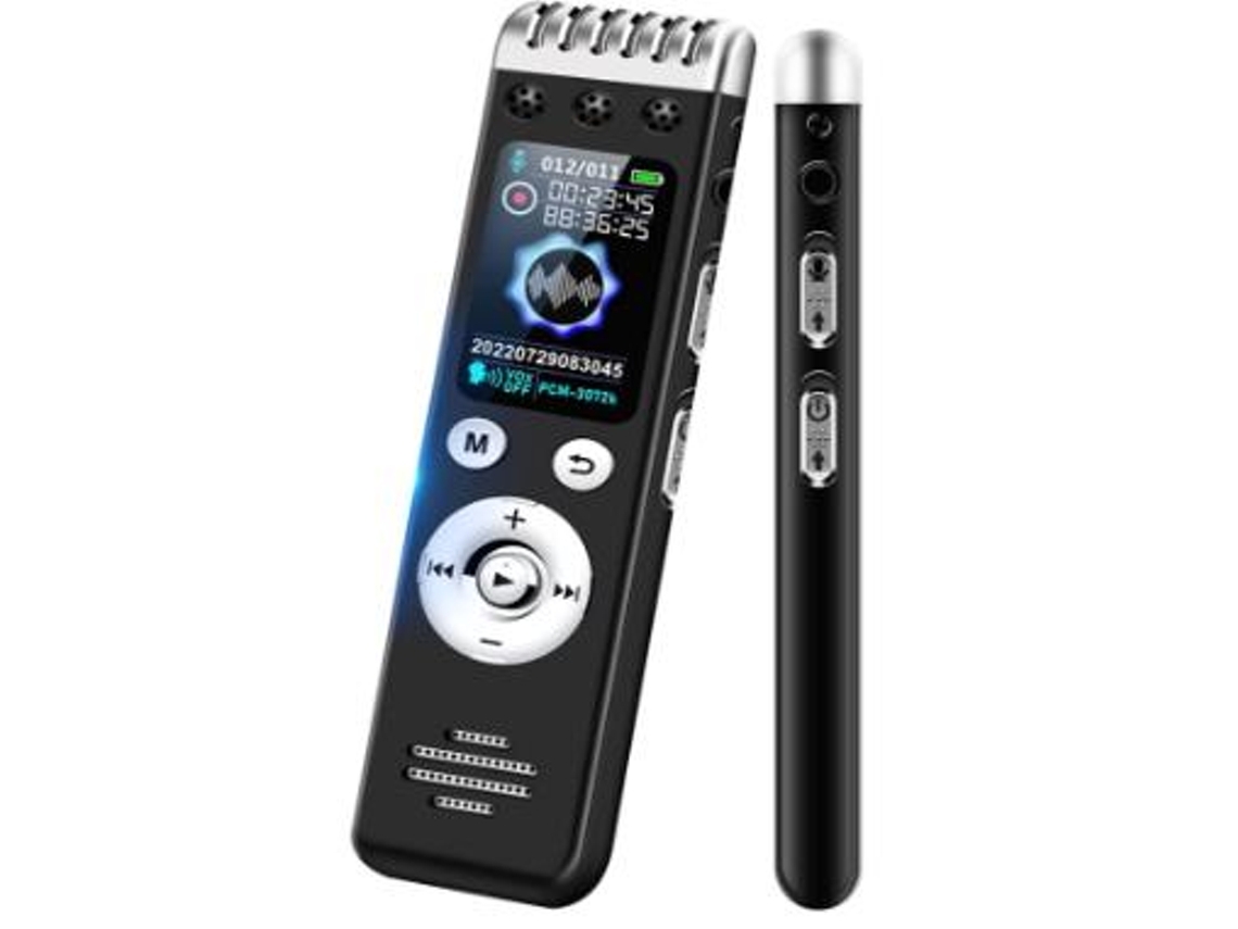 Grabadora de voz de 16 GB Grabadora activada por voz con reproducción para reuniones de conferencias 150 horas de grabación continua Contraseña Negro YEMAESRE