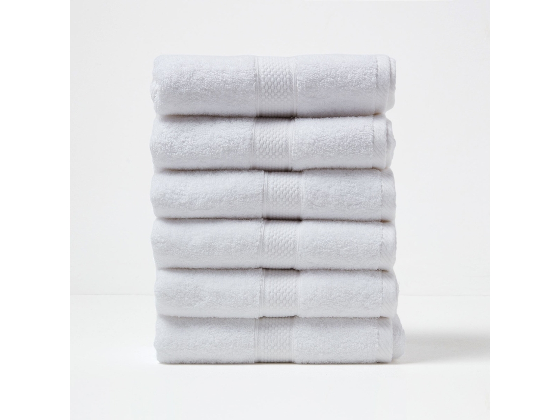 Homescapes Turkish Cotton Hand Towel Set Of 6, White