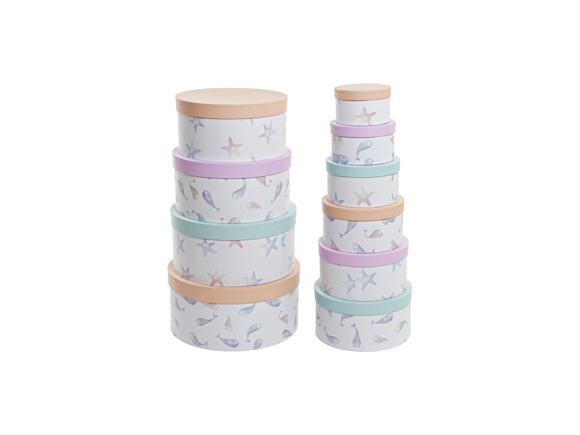 Set 10 Caja Carton Redonda Azul 37,5x37,5x18cm
