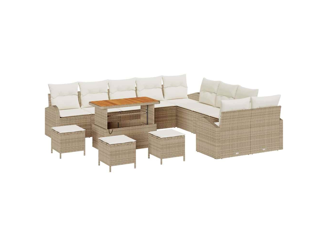 Maison Exclusive - Conjunto De Sofá De Jardín Con Cojín 14 Pcs Beige Y Crema