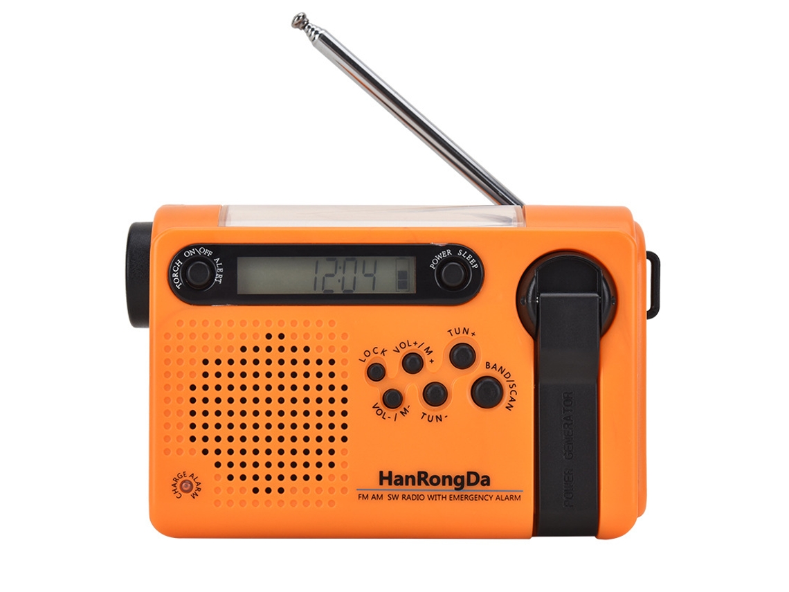 Radio solar de emergencia multifuncional de 2000 mAh con generador de manivela y linterna Cuich (naranja)