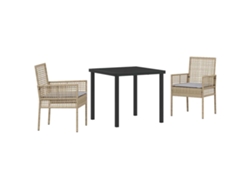 Conjunto De Comedor De Jardín 3 Uds | Mueble De Jardín Beige Ratán Sintético