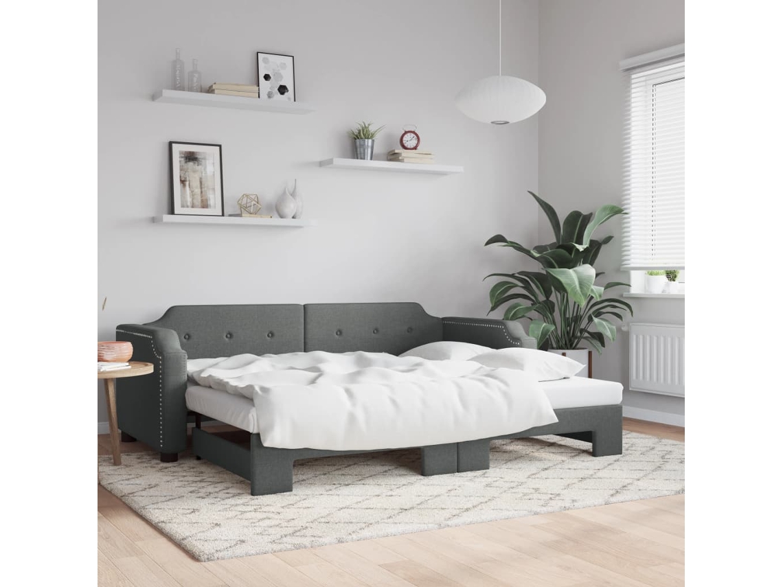 Sofá Cama Nido Tela Gris Oscuro 100x200 Cm