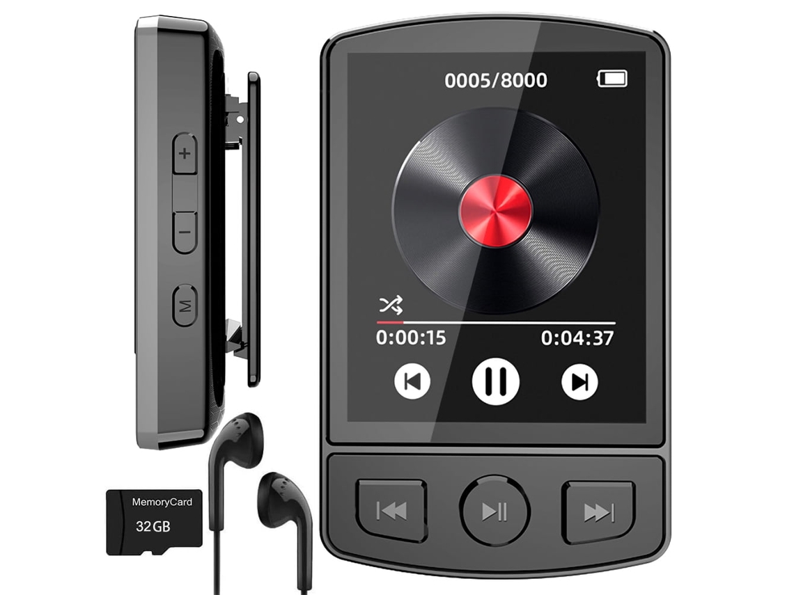 Reproductor Mp3 Con Clip De 32 Gb Con Bluetooth, 1,8 Pulgadas, Mini Mp3 Portátil Con Función De Radio Fm, Deportes