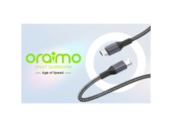 Mali cabo de Dados Oraimo Ocd cc11a Usb c para Usb c 3a 2m Cinza com Carregamento Rápido Pd 3.0 e Qc 3.0