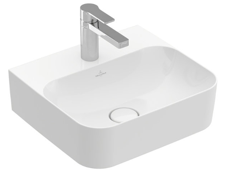 Lavamanos VILLEROY & BOCH Finion 436444 430x390mm, rebosadero oculto, 1 agujero para grifo