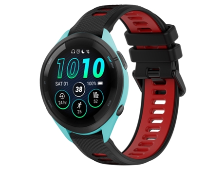 Correa de reloj inteligente para Garmin Forerunner 265 22 mm Correa deportiva de silicona bicolor (negro + rojo)