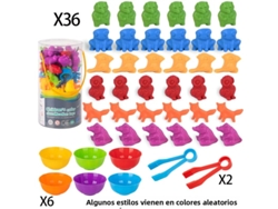 Juego De Conteo Y Combinación De Colores Para Niños, Juguete Aritmético, Modelo De Animal Salvaje, Arcoíris De Goma Suave