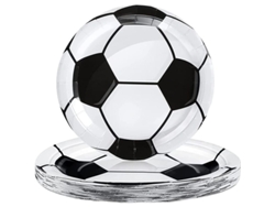 Platos De Papel De Fútbol Para Hombre, 7 Pulgadas, 24 Piezas, Diseño En Blanco Y Negro, Vajilla Desechable Para Fiestas.