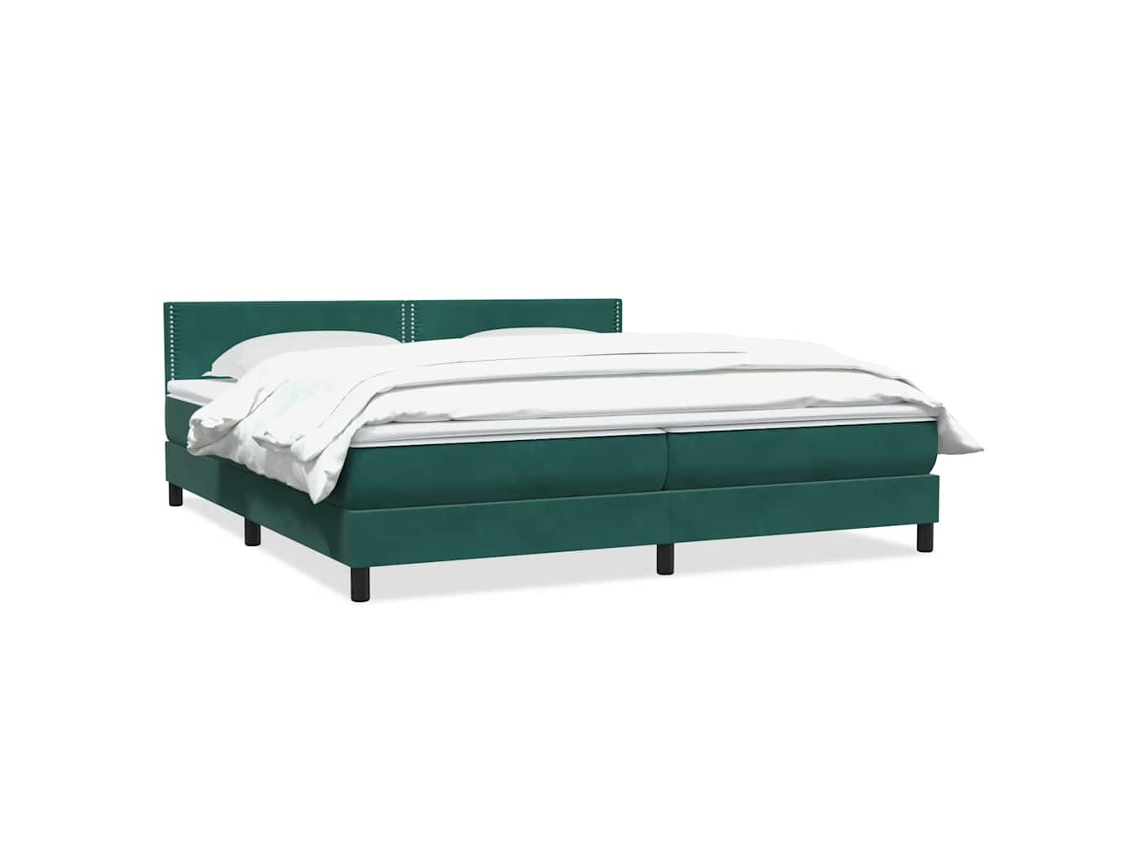 Maison Exclusive - Cama Box Spring Con Colchón Terciopelo Verde Oscuro 180x220 Cm