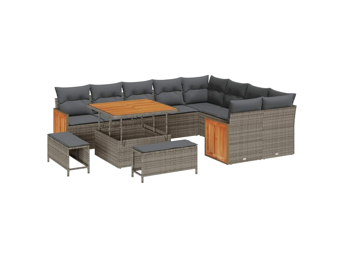 Maison Exclusive - Conjunto De Sofás De Jardín 13 Pcs Gris Ratán Sintético