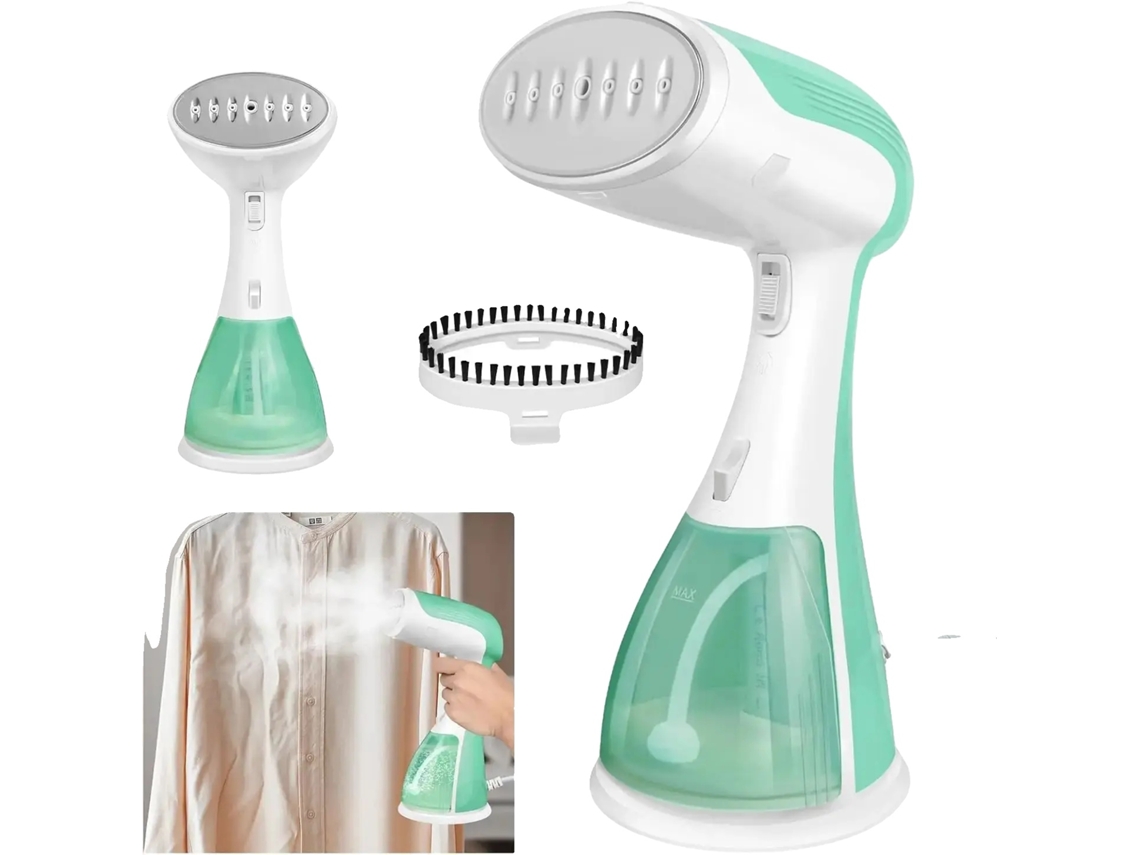 Plancha de vapor para ropa, depósito de agua de 300 ml, calentamiento rápido, verde claro.