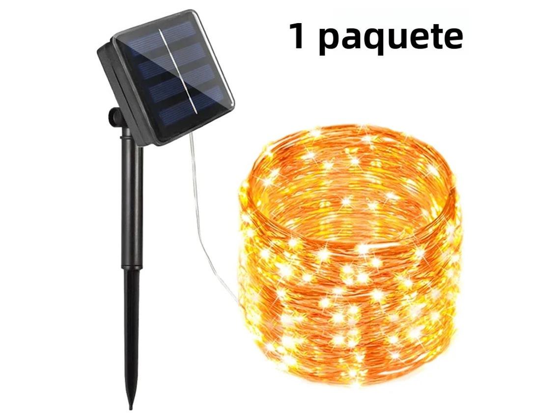(luz Cálida De 22 M, 200 Led) Luz Solar Led Para Jardín, Resistente Al Agua, Cadena De Luces Navideñas