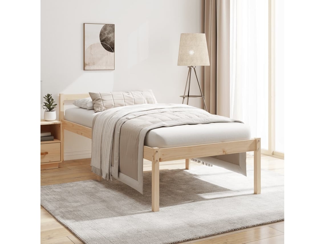 Cama Para Personas Mayores Madera Maciza De Pino 90x200 Cm