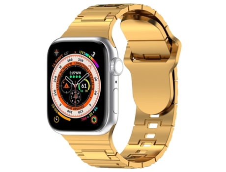 Correa de reloj inteligente para Apple Watch SE 2023 de 44 mm con hebilla cuadrada estilo armadura de silicona (chapada en oro)