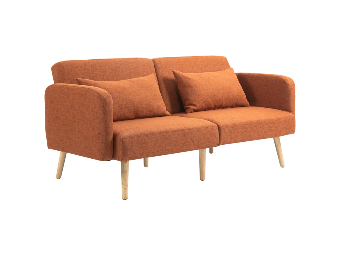 Sofá cama reclinable Click Clack de 3 plazas, lino marrón.