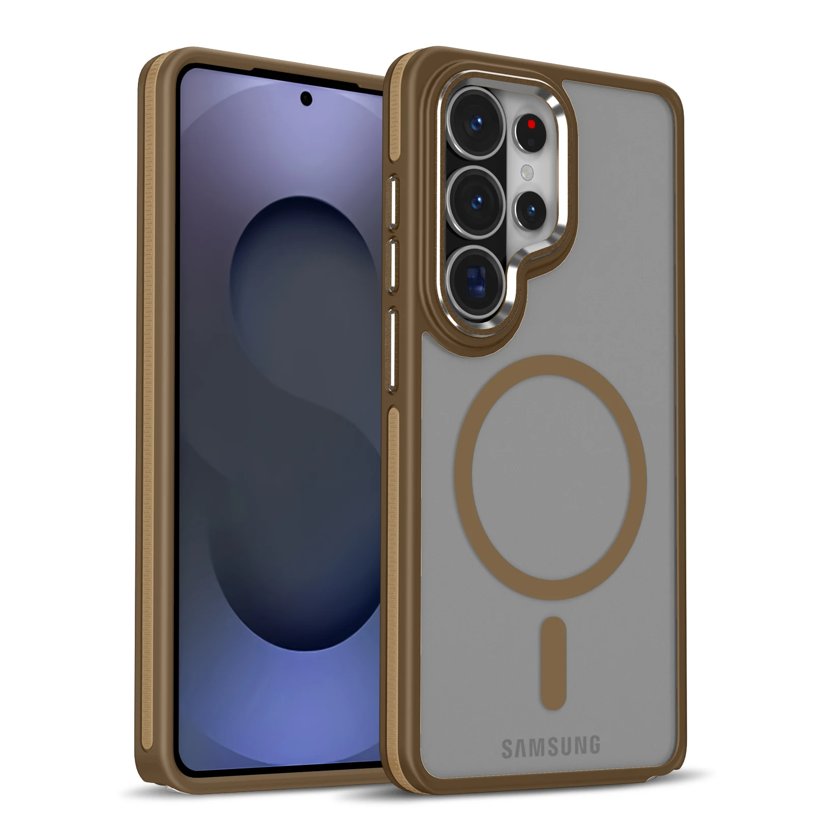 (galaxy S23 Fe, Color Caqui) Funda Magnética Mate Para Teléfono Samsung, Resistente A Golpes Y Caídas, Con Cubierta Trasera Rígida.